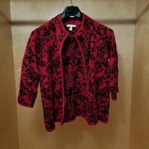 Floral Print Sweater Jacket Size L